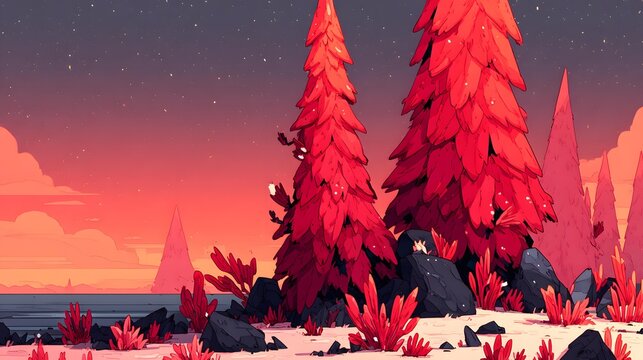 of a floating island covered in bioluminescent plants under a cosmic starfield with vibrant color transitions