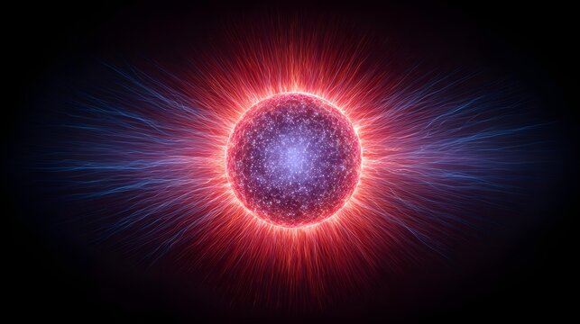 intelligence core visualized as a glowing sphere with energy lines radiating outward