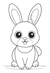 Cute cartoon rabbit outline for children coloring book page. © Ayaz