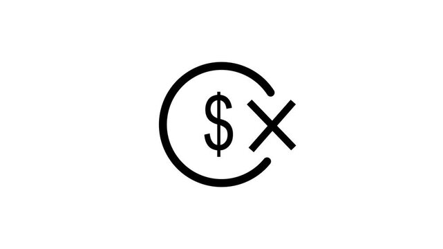  Dollar sign with check mark and cross financial transaction successful and failure concepts  money, 4k video animation.