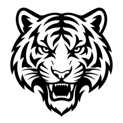 Fototapeta premium Bold Black and White Tiger Head Vector Logo
