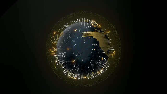 Earth Distribution Infographic Sci-Fi animation showing earth with distribution network effects. Resolution: 2560x1440. This looping animation is perfect for global business presentations, worldwide s