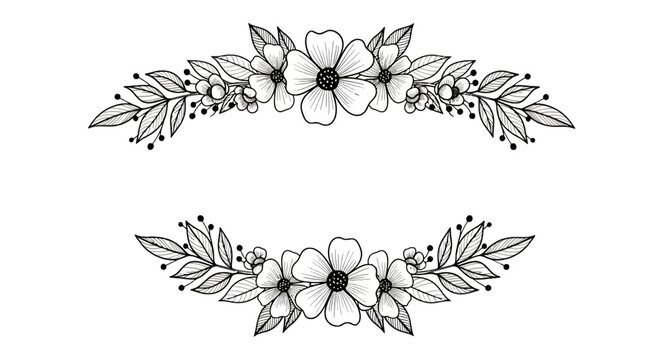 Black and white floral designs.
