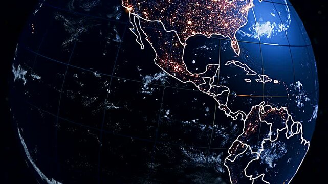 Cinematic 3D Digital Globe Animation Highlighting Haiti and Caribbean Islands Widescreen