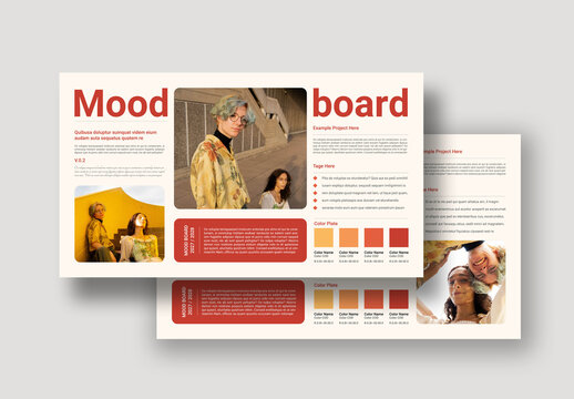 Mood Board Layout with Red Accent