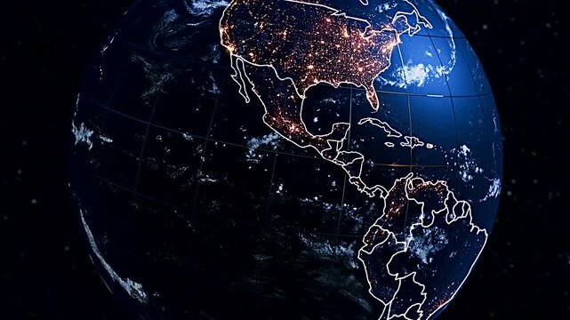 Dynamic 3D Planet Earth Flyby Focusing on Dominican Republic and Caribbean Boundaries Widescreen