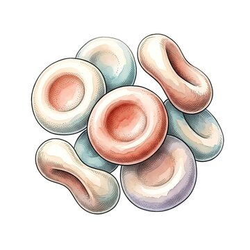 Red Blood Cell Structure with Biconcave Erythrocytes Isolated on White Background
