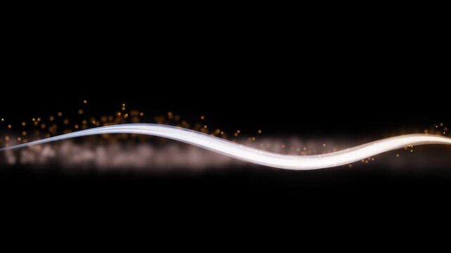 A mesmerizing light trail moving across a dark background in a serene