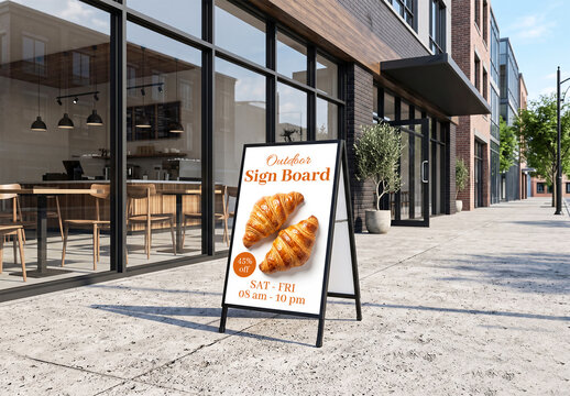 Restaurant Sidewalk Advertisement Board Mockup