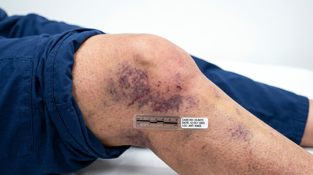 Documented Knee Bruising and Injury with Measurement Scale