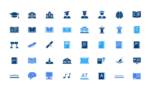 Higher Education And University Icon Set.