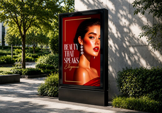 Vertical Advertising Billboard Mockup on Urban Street