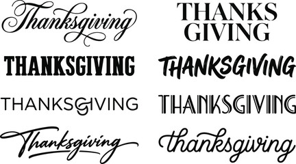 Collection of thanksgiving typography and calligraphy text designs with seasonal © Amdadul