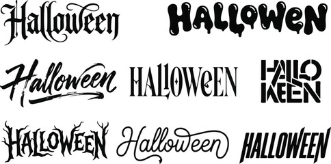 Assorted halloween text designs and decorative holiday typography lettering © Amdadul