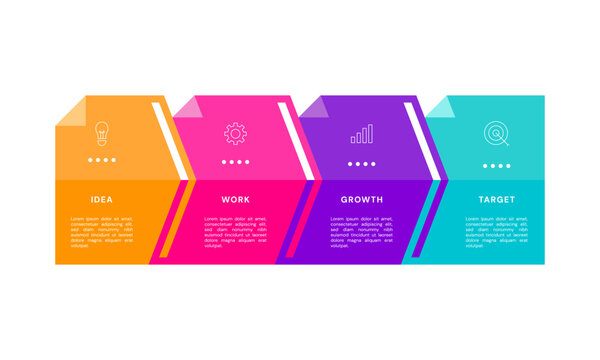 Process diagram with business concept icons for presentation timeline