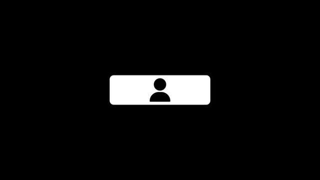 Animated user profile & following text icon overlay on black background. Ideal for social media videos, websites, apps 4k.