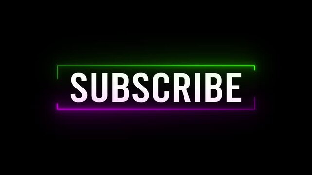 Animated neon Subscribe button overlay for YouTube channels, streaming, reels, shorts and professional motion animation.