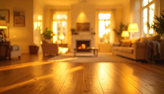 Warm and Inviting Living Room with Fireplace and Sunlight.