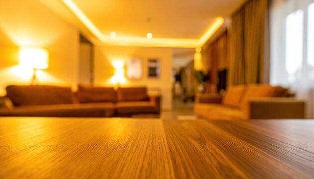 Warm and Inviting Living Room with Modern Furniture and Ambient Lighting.