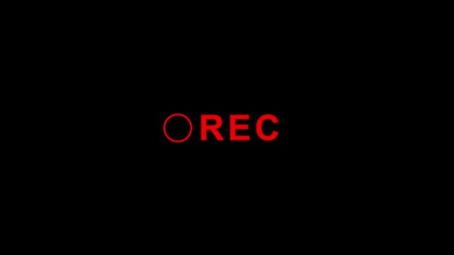 REC button animation, camera recording sign on a transparent background, Red symbol, button of recording video, broadcasting, voice recorder animation.
