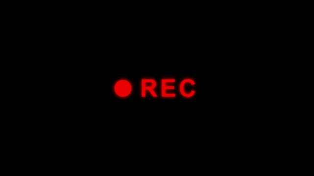 REC button animation, camera recording sign on a transparent background, Red symbol, button of recording video, broadcasting, voice recorder animation.