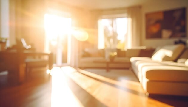 Warm Sunlight Streaming into a Cozy Living Room.