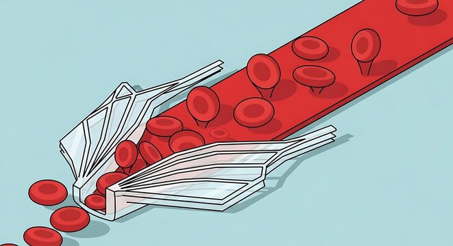 Illustration of blood cells flowing through a vascular medical device