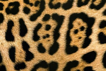 Leopard fur texture background. Close up of wild cat skin with black and gold spots. © TARIQ JAVED