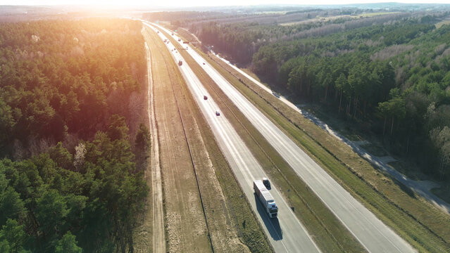 Wide open freeway in natural scenery