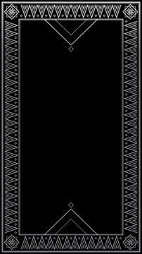 Animated vertical white geometric triangle and chevron border on black background