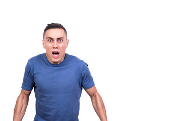 Obraz premium Man opening the mouth with expression of fear