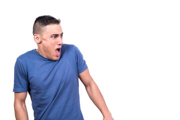 Obraz premium Man looking to the side with an unbelieving expression