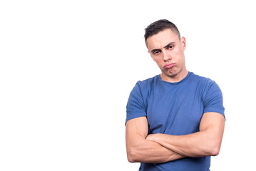 Obraz premium Portrait with copy space of a bored man