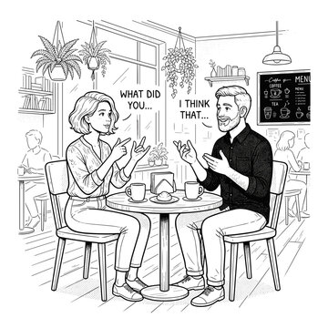 Deaf couple having conversation in cafe for inclusion blogs disability awareness
