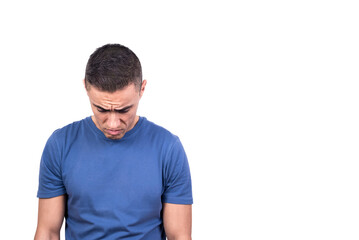 Obraz premium Sad man standing while looking down