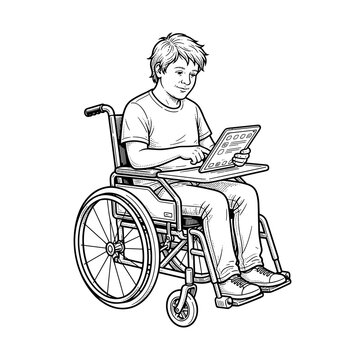 Person with cerebral palsy using tablet for assistive technology blogs disability inclusion websites