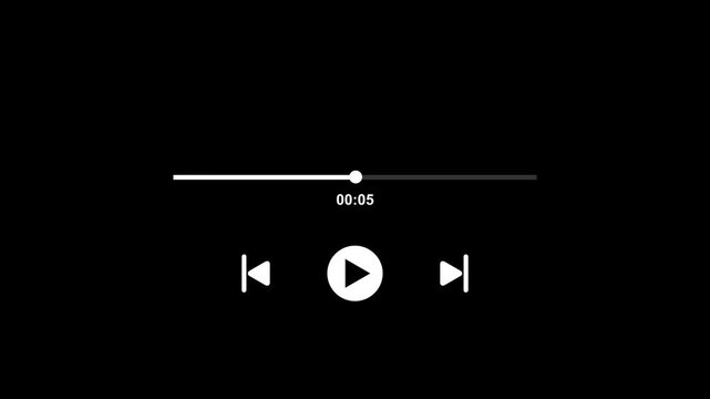 Animated Media Player UI Audio Video Controls with Progress Bar and Timecode Timer