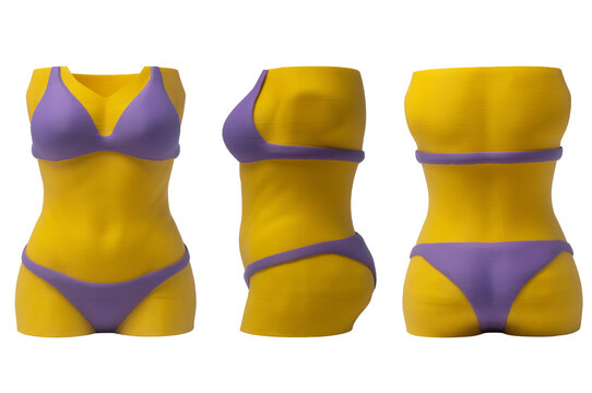 3D printed female body torso vase in bikini, modern plastic decorative plant pot and holder