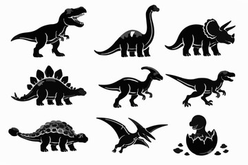 Obraz premium Dinosaur silhouette design set for educational resources