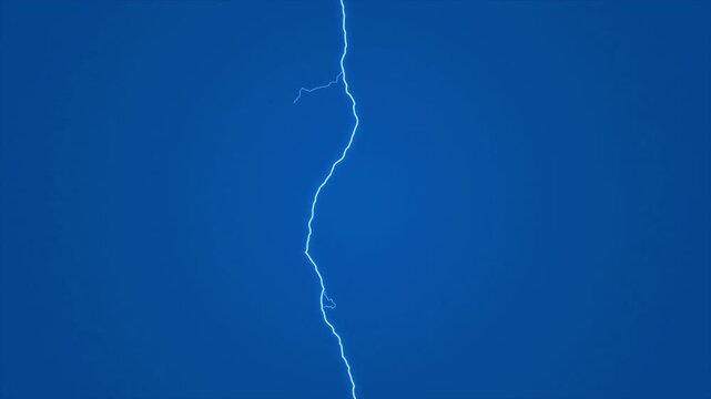 Stylized blue lightning bolt animation striking vertically across a dark background with digital energy effects. 4k video