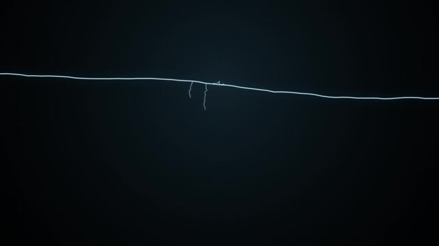 Stylized lightning bolt animation flashes energetic electric arcs and branching discharges against a clean black background. 4k video