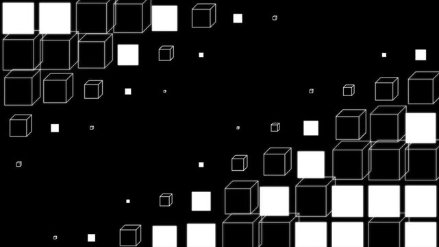 Minimalist geometric animation creates a squares transition black and white background 4k footage, 2D Transition footage for modern video production. 4k video