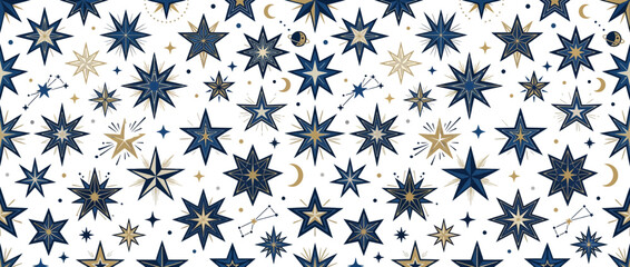 Celestial Star Pattern Isolated on White Background © Zam