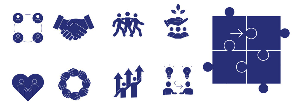 Business Teamwork and Partnership Vector Icon Set
