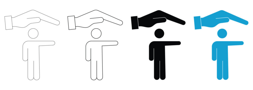 Hand Protecting Person Icon Set &ndash; Insurance & Security Vectors