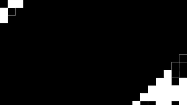 Minimalist grid patterns generate a Squares transition black and white background 4k footage, 2D Transition footage for clean luma matte wipes. 4k video