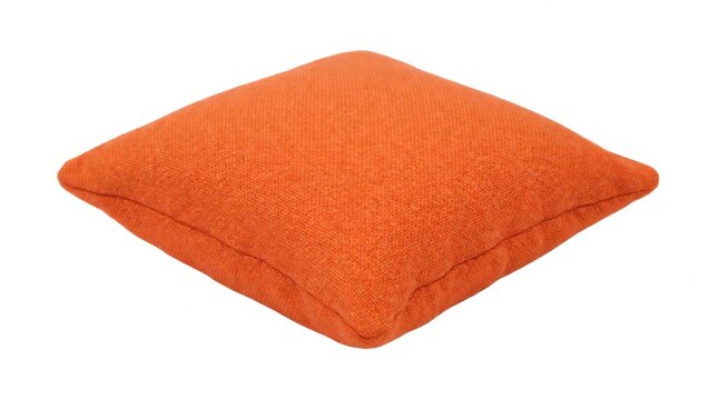 Bright orange textured throw pillow with soft edges on clean background with texture neatly stitched