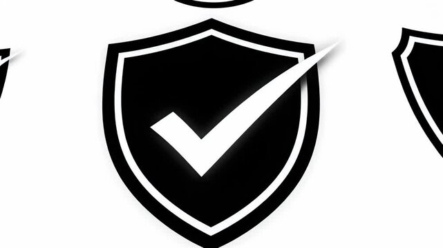 Collection of black shield icons with check marks.
