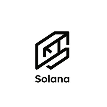 Solana crypto line art logo isolated on transparent background
