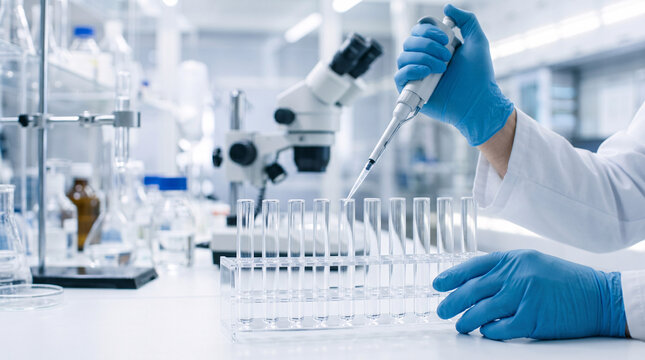 Scientifique utilisant une pipette dans un laboratoire moderne